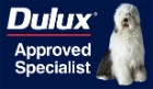 Dulux Approved Specialist badge with the Dulux logo and Old English Sheepdog
