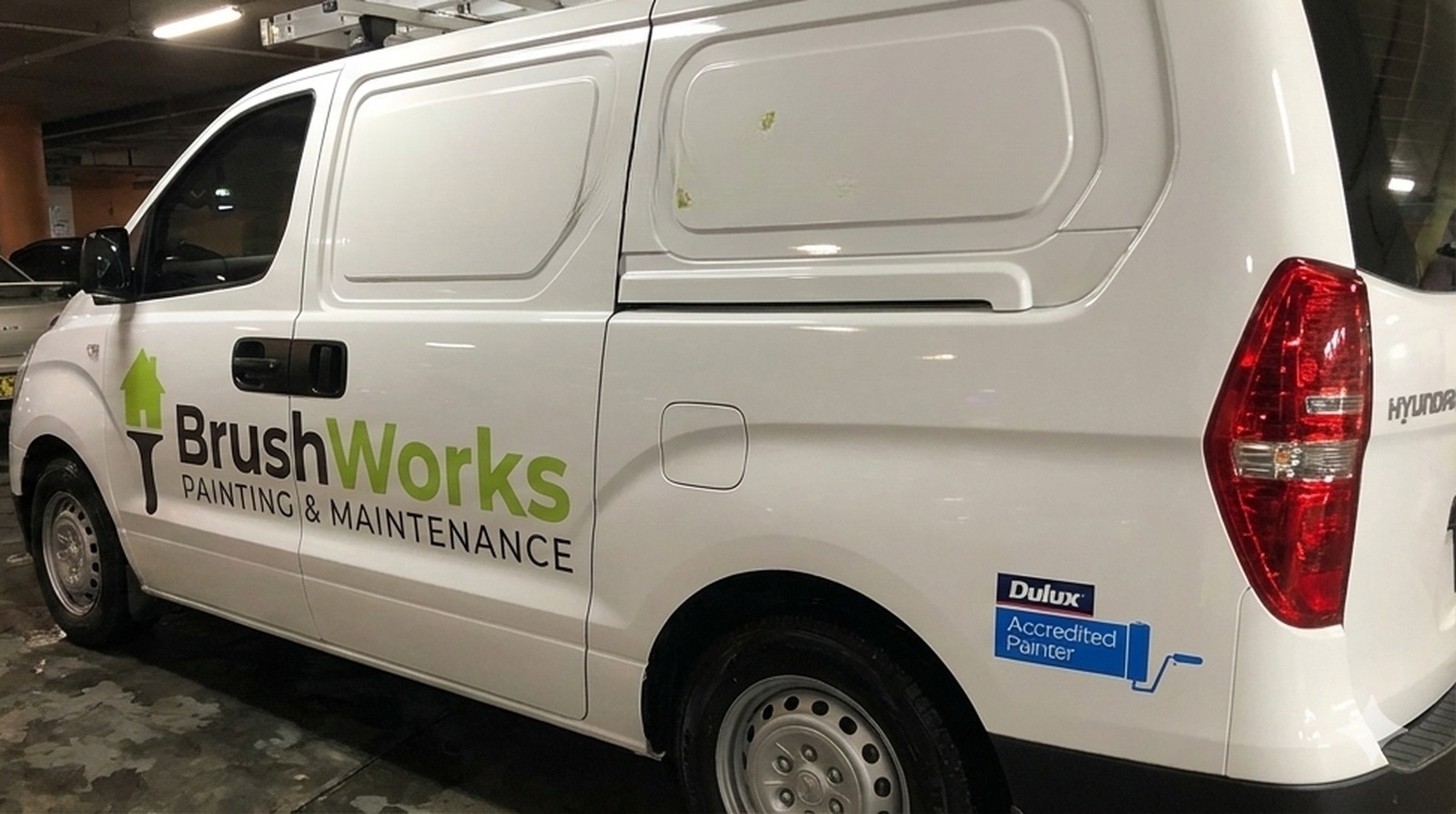 Brushworks painters van in Woolloomooloo Sydney CBD